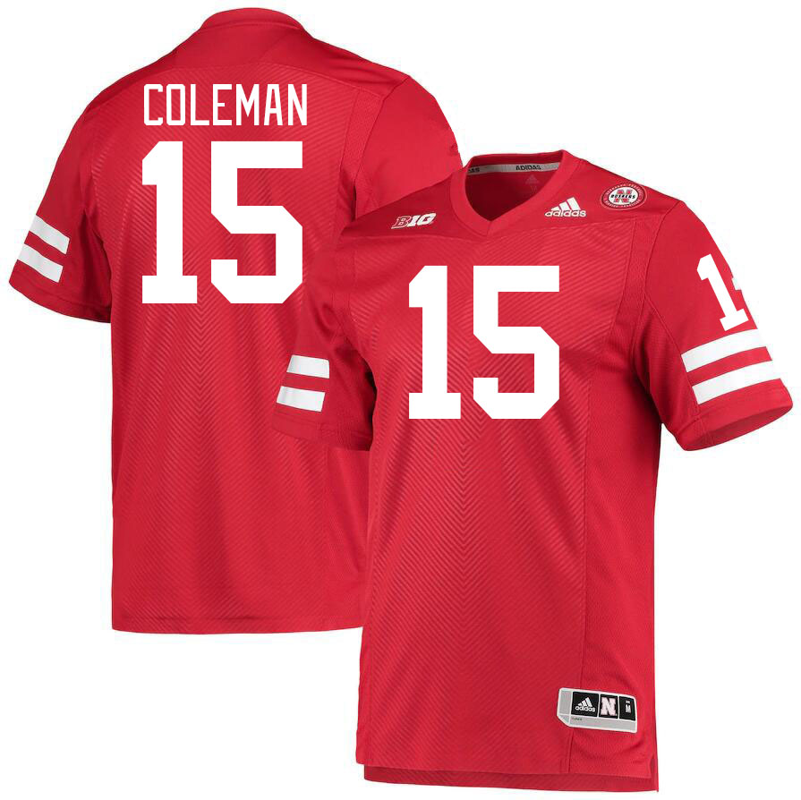 #15 Malachi Coleman Nebraska Cornhuskers Jerseys Football Stitched-Red